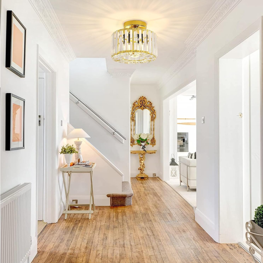 Guld Krystal Loftlampe